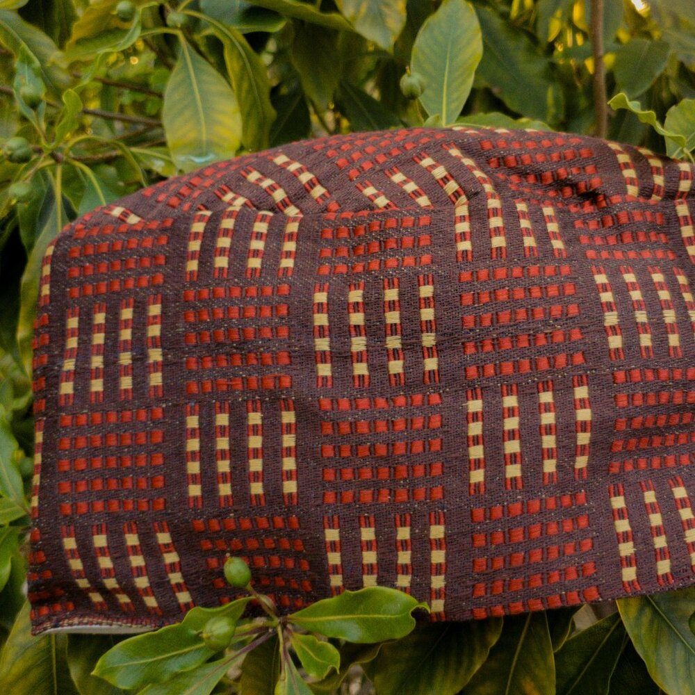 Authentic imported Kufi Kofi hat cap knit geometric pattern brown red tan beige
